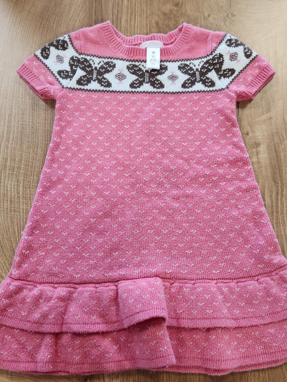 Old Navy Pink Knit Butterfly Yoke Short-Sleeve Sweater Dress